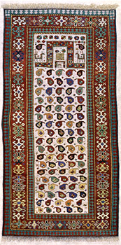 Akstafa Prayer Rug - The repeated motif, or "boteh", is the ancestor of the paisley design. 